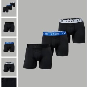 LSKD Mens Perform Trunks 3-Pack XL Black Blue White MUND00550 5 Inch Inseam NEW